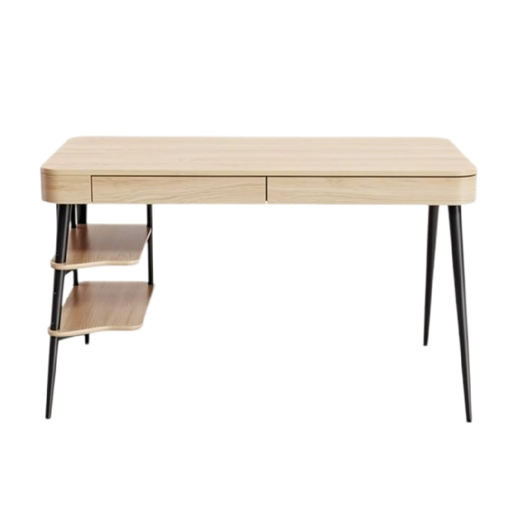 **Moderne bureau met opbergplanken en minimalistisch ontwerp**