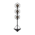 **Technische titel in het Nederlands: Moderne hexagonale vloerlamp met drie glazen bollen**
