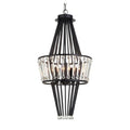 **Technische titel in het Nederlands: Moderne zwarte kristallen hanglamp met metalen frame**